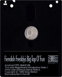 Cartridge artwork for Fiendish Freddy's Big Top O' Fun on the Amstrad CPC.