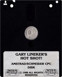 Cartridge artwork for Gary Lineker's Hot-Shot! on the Amstrad CPC.