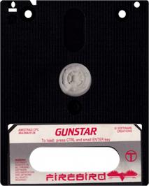 Cartridge artwork for Gunstar on the Amstrad CPC.