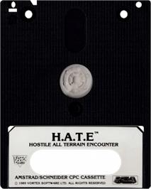 Cartridge artwork for HATE: Hostile All Terrain Encounter on the Amstrad CPC.
