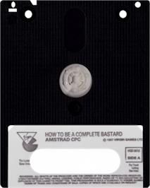 Cartridge artwork for How to be a Complete Bastard on the Amstrad CPC.
