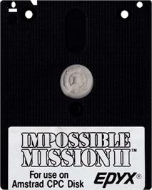 Cartridge artwork for Impossible Mission 2 on the Amstrad CPC.