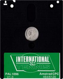 Cartridge artwork for International 3D Tennis on the Amstrad CPC.