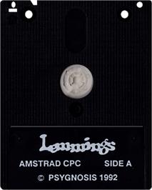 Cartridge artwork for Lemmings on the Amstrad CPC.