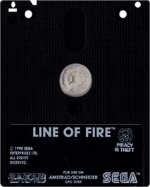 Cartridge artwork for Line Of Fire on the Amstrad CPC.