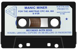 Cartridge artwork for Manic Miner on the Amstrad CPC.