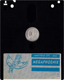 Cartridge artwork for Mega Phoenix on the Amstrad CPC.