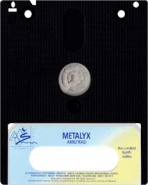 Cartridge artwork for Metalyx on the Amstrad CPC.