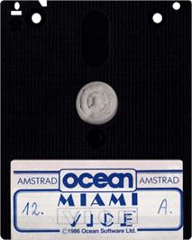 Cartridge artwork for Miami Vice on the Amstrad CPC.