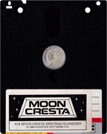 Cartridge artwork for Moon Cresta on the Amstrad CPC.