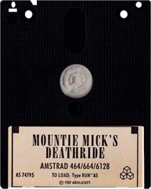 Cartridge artwork for Mountie Mick's Death Ride on the Amstrad CPC.