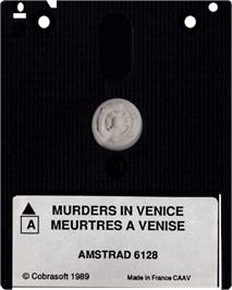 Cartridge artwork for Murders in Venice on the Amstrad CPC.