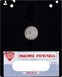 Cartridge artwork for Mutant Fortress on the Amstrad CPC.