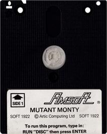 Cartridge artwork for Mutant Monty on the Amstrad CPC.