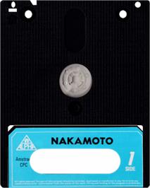 Cartridge artwork for Nakamoto on the Amstrad CPC.