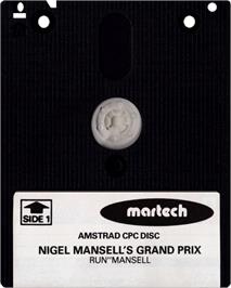 Cartridge artwork for Nigel Mansell's Grand Prix on the Amstrad CPC.