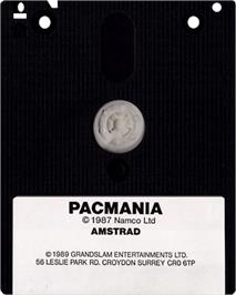 Cartridge artwork for Pac-Mania on the Amstrad CPC.