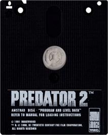 Cartridge artwork for Predator 2 on the Amstrad CPC.