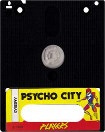 Cartridge artwork for Psycho City on the Amstrad CPC.