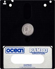 Cartridge artwork for Rambo: First Blood Part 2 on the Amstrad CPC.