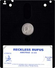 Cartridge artwork for Reckless Rufus on the Amstrad CPC.