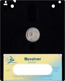Cartridge artwork for Revolver on the Amstrad CPC.