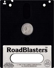 Cartridge artwork for Road Blasters on the Amstrad CPC.