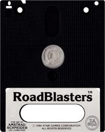 Cartridge artwork for Roadblasters on the Amstrad CPC.