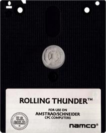 Cartridge artwork for Rolling Thunder on the Amstrad CPC.