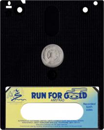 Cartridge artwork for Run For Gold on the Amstrad CPC.
