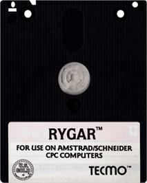Cartridge artwork for Rygar on the Amstrad CPC.