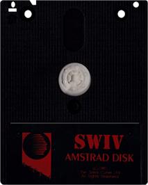 Cartridge artwork for SWIV on the Amstrad CPC.