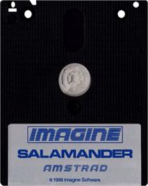 Cartridge artwork for Salamander on the Amstrad CPC.