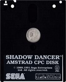 Cartridge artwork for Shadow Dancer on the Amstrad CPC.