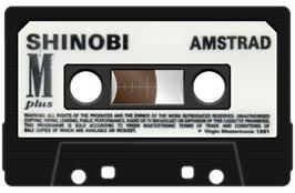Cartridge artwork for Shinobi on the Amstrad CPC.