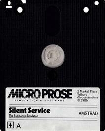 Cartridge artwork for Silent Service on the Amstrad CPC.