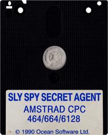 Cartridge artwork for Sly Spy on the Amstrad CPC.