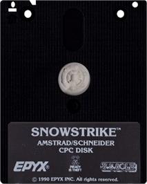 Cartridge artwork for Snow Strike on the Amstrad CPC.