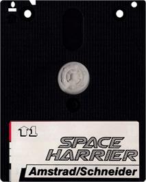 Cartridge artwork for Space Harrier on the Amstrad CPC.