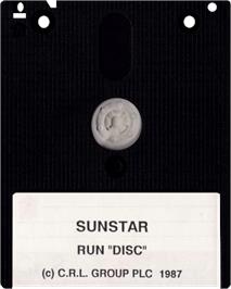 Cartridge artwork for Sun Star on the Amstrad CPC.