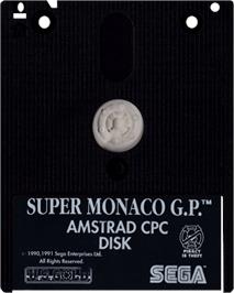 Cartridge artwork for Super Monaco GP on the Amstrad CPC.