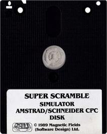 Cartridge artwork for Super Scramble Simulator on the Amstrad CPC.