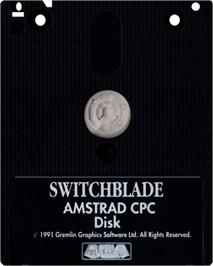 Cartridge artwork for Switchblade on the Amstrad CPC.