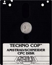 Cartridge artwork for Techno Cop on the Amstrad CPC.