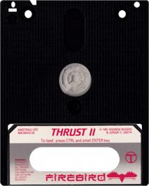 Cartridge artwork for Thrust 2 on the Amstrad CPC.