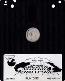 Cartridge artwork for Trans-Atlantic Balloon Challenge on the Amstrad CPC.
