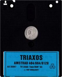 Cartridge artwork for Triaxos on the Amstrad CPC.