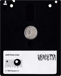 Cartridge artwork for Vendetta on the Amstrad CPC.