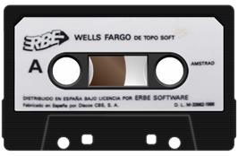 Cartridge artwork for Wells & Fargo on the Amstrad CPC.