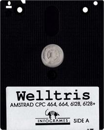 Cartridge artwork for Welltris on the Amstrad CPC.